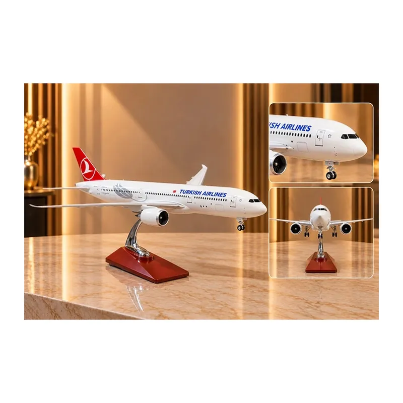 Metal Turkısh Aırlınes Yolcu Uçağı Maketi Standlı Dekoratif Alk6147