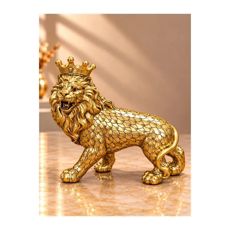 Polyester Taçlı Aslan Figürü Alk6365