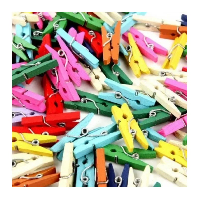 50'li Renkli Ahşap Mandal 3.5cm (12'li Paket-600 Adet)