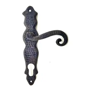 Antika Tarz Dekoratif Pirinç Kıvrık Yale Kapı Kolu - 210x43 Mm, Oksit