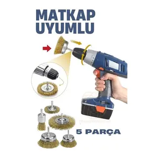 Matkap Uyumlu Saçaklı Pimli Tel Fıça Fırça Seti 1/4 İnç