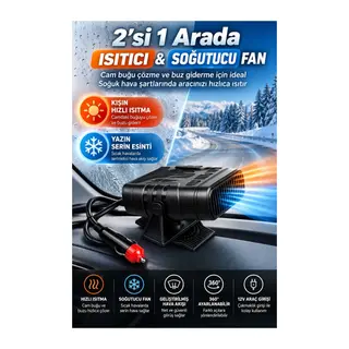 12v Araç İçi Cam Buğu Çözücü Isıtıcı Fan 2’si 1 Arada Sıcak Soğuk Hava Üfleyici Buz Çözücü