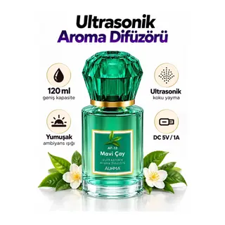 Ultrasonik Aroma Difüzörü 120 Ml Mavi Çay Kokulu Led Işıklı Araç Ve Oda Kokusu
