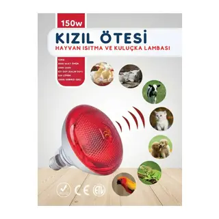 150w Kızılötesi (infrared) Isıtıcılı Hayvan Isıtma Ve Kuluçka Lambası (kırmızı Işık) E27 (kalın Duy)