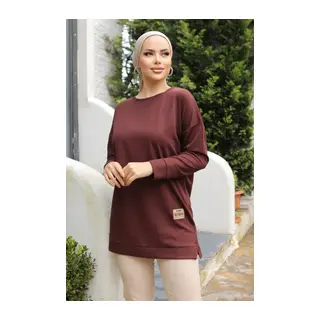 Yeni Stil Kahve Arma Detaylı Tunik 10020 - Kahve / L