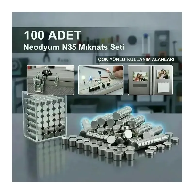 100 Lü 8x3mm Yuvarlak Neodyum Mıknatıs