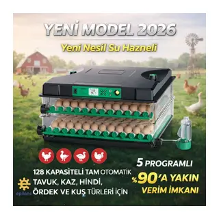 Fx128 Model Tam Otomatik Kuluçka Makinesi - Çift Katlı, Çift Güç Sistemli, Su Hazneli Yeni Nesil İnkübatör