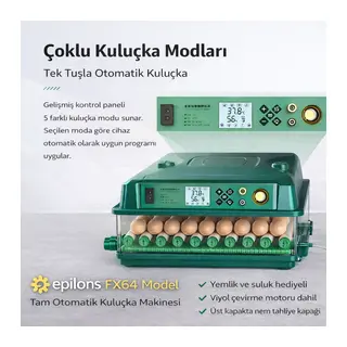 Fx64 Model Tam Otomatik Kuluçka Makinesi Yeni Nesil Havalandırmalı Sulu Sistem