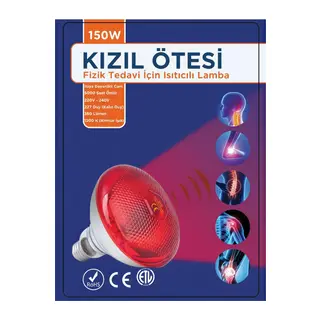 150w Kızılötesi (infrared) Isıtıcılı Fizik Tedavi Lambası (kırmızı Işık) E27 (kalın Duy)