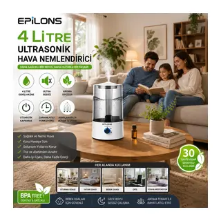Rbh-04 Ultrasonik Hava Nemlendirici 4 Litre Buhar Makinesi Aroma Difüzörü - Otomatik Kapanma