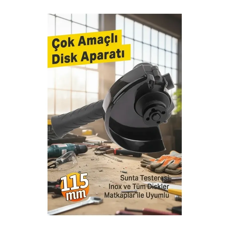 Matkap Ucuna Takılabilen Çok Amaçlı Taşlama Ve Sunta Kesim Diski Aparatı Sert Plastik Seti 115 Mm