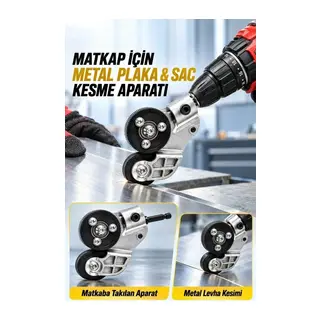Matkap Ucuna Takılabilen Metal Sac Kesme Aparatı Şarjlı Ve Elektrikli Matkap Uyumlu Pratik Kesim Aleti