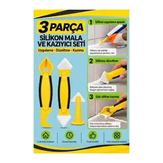 3 Parça Fayans Derz Ve Silikon Kazıyıcı Temizleme Aparatı Mala Seti