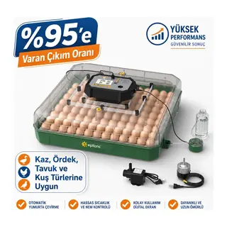 My110 Yumurta Kapasiteli Tam Otomatik Kuluçka Makinesi Su Pompası Ve Yedek Çevirme Motoru Hediyeli