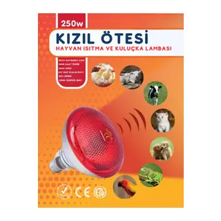 250w Kızılötesi (infrared) Isıtıcılı Hayvan Isıtma Ve Kuluçka Lambası (kırmızı Işık) E27 (kalın Duy)