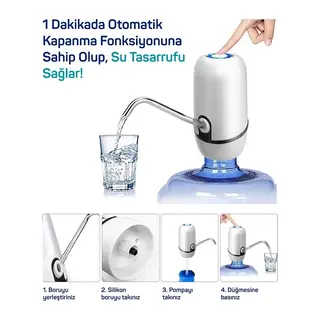 Yeni Nesil Dokunmatik Damacana Su Pompası Şarjlı 1200 Mah