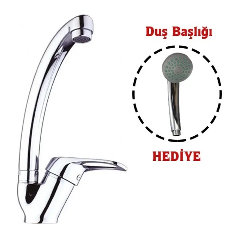 Mix Kuğu Mutfak Evye Batarya + Duş Başlığı Hediyeli
