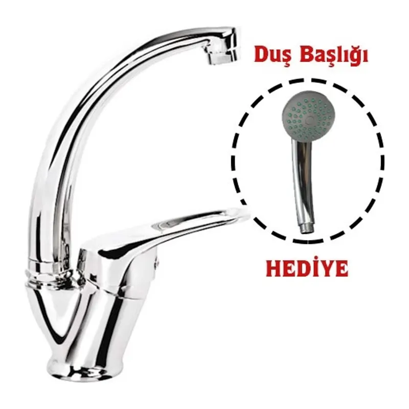 Mix Kuğu Banyo Batarya + Duş Başlığı Hediyeli