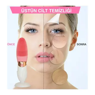 Derin Gözenek Temizliği İçin İnce Kaba Silikon Uçlu Elektrikli Yüz Temizleme Fırçası