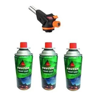 3 Kartuşlu Çakmak Pürmüz Seti - Turbo Tourch Kamp Piknik Pürmüz Seti