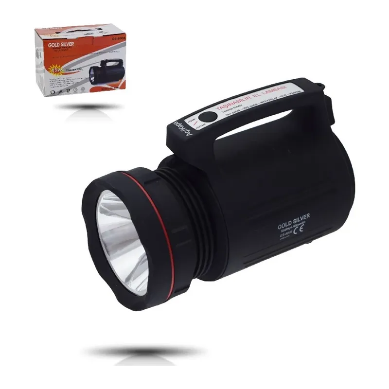 Gs-8006 Parlak Ledli Taşınabilir Şarj Edilebilir El Feneri 15w