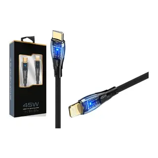 45w Usb-c Lightning Işıklı Şeffaf Kablo Hızlı Şarj, Dayanıklı Tasarım, İphone Ve İpad Uyumlu