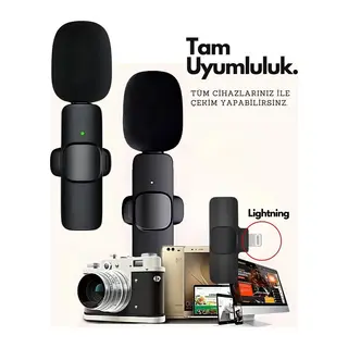 Type-c Çiftli Kablosuz Yaka Mikrofon Seti Telefon Vlog Canlı Yayın Tiktok Youtube Uyumlu
