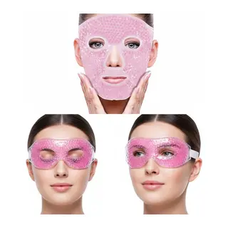 Terapi Jel Boncuklu Yüz Ve Göz Maskesi Seti Pembe Sıcak Ve Soğuk Kullanım