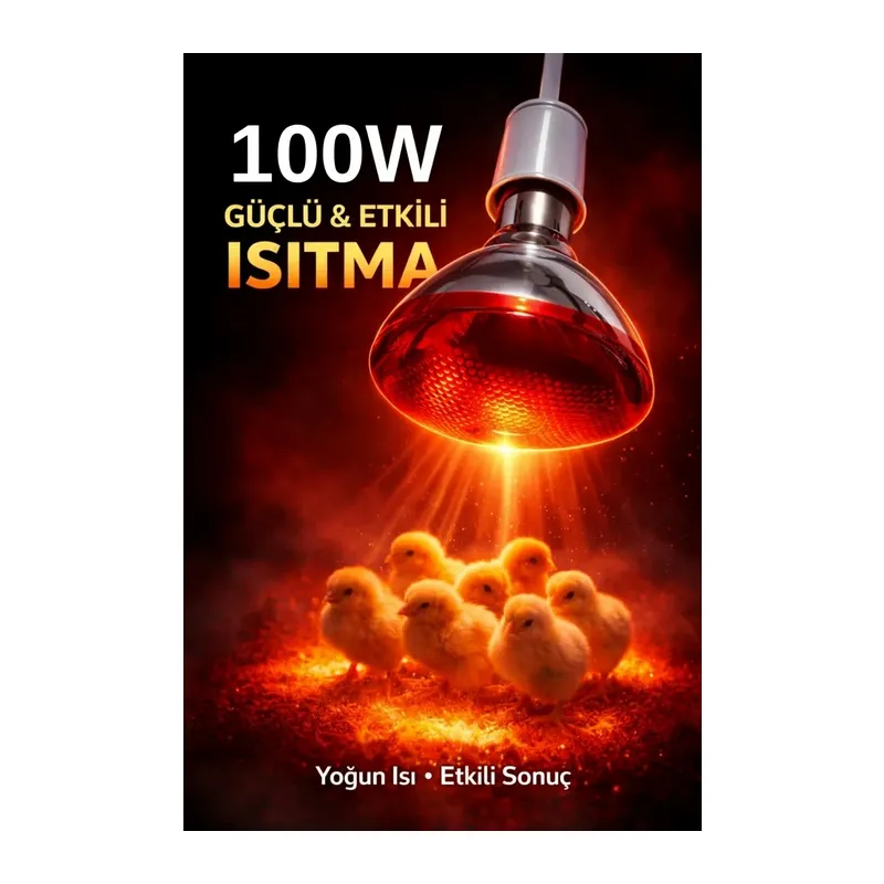 100w Isıtıcı Ampul Kırmızı Isı Lambası Civciv Kümes Kuluçka E27 Duy Isıtma Ampulü