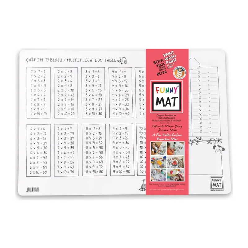 Funny Mat Çarpım Tablosu & Çalışma Masam 25X35Cm 2'Li Paket Beyaz Seri