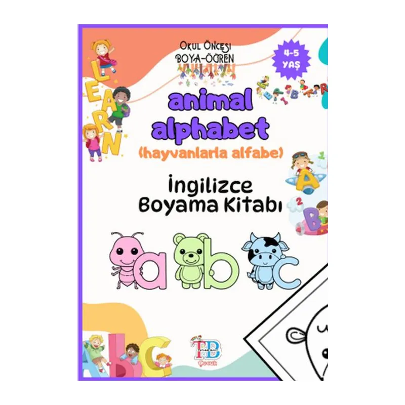 Animal Alphabet (Hayvanlarla Alfabe) Boyama Kitabı