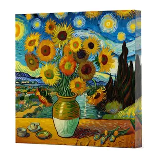 Van Gogh 10 Ayçiçekleri - Çizgisiz Yan Boyamalı Defter
