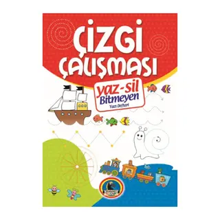 Yaz-Sil Çizgi Çalışması Bitmeyen Yazı Defteri+Tahta Kalm