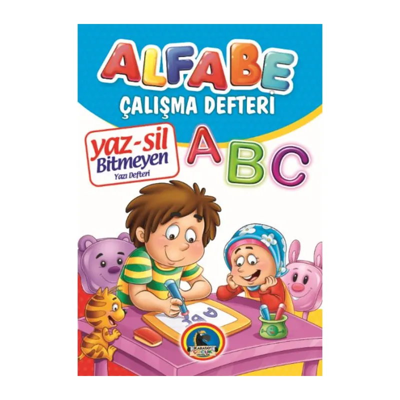 Yaz-Sil Alfabe Bitmeyen Yazı Defteri+Tahta Kalemi