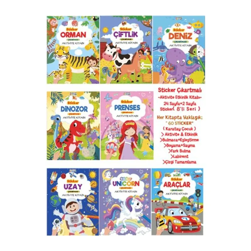 Sticker Çıkartmalı Aktivite Kitabı (8 Seri)