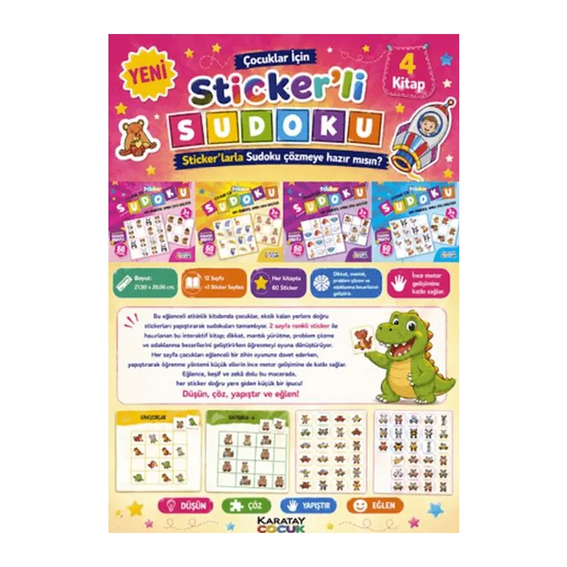 Çocuklar İçin Sticker'li Sudoku - 4 Kitap