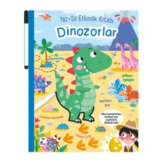 Yaz-Sil Etkinlik Kitabı - Dinozorlar (Kalemli)
