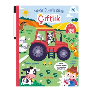 Yaz-Sil Etkinlik Kitabı - Çiftlik (Kalemli)