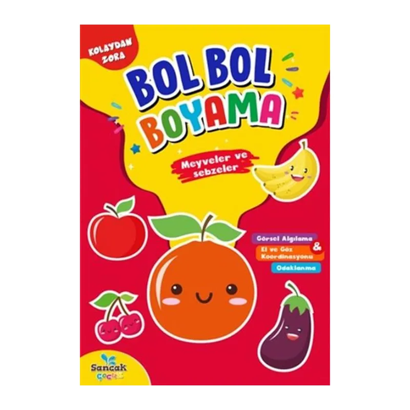 Meyveler ve Sebzeler - Kolaydan Zora Bol Bol Boyama