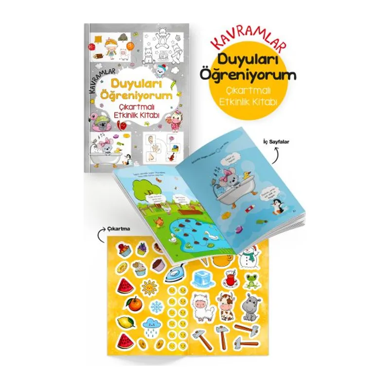 Kavramlar – Duyuları Öğreniyorum – Çıkartmalı Etkinlik Kitabı - 3 Yaş +