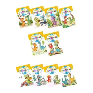 Sevimli Dinozorlar Boyama Kitabı Sticker Çıkartmalı (10 Kitap Set)