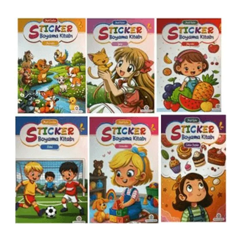 Neşeli Boyama Kitabı Sticker (6 Kitap Set)