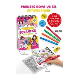 Prenses - Boya ve Sil Aktivite Kitabı / 3 Yaş +