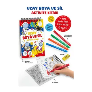 Uzay - Boya ve Sil Aktivite Kitabı / 3 Yaş +