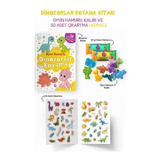 Dinozorlar Boyama Kitabı - Oyun Hamurlu - 3 Yaş +