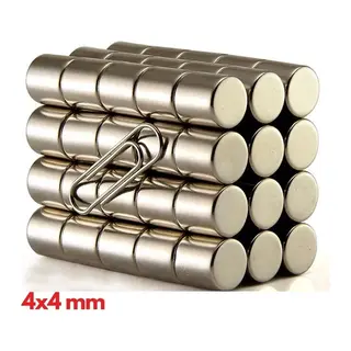 20 Adet 4x4 mm Yuvarlak Neodyum Mıknatıs N35 Güçlü Magnet Nikel Kaplama