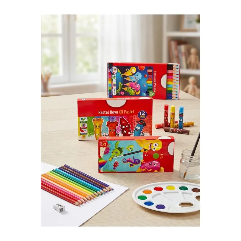 Boyama Set Kuru Boya Sulu Boya Pastel Boya 3 Set