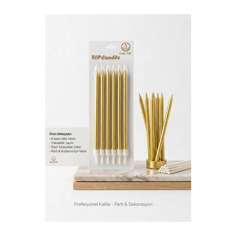 Top Candle Pasta Mumu 6 Adet – Doğum Günü ve Parti Kutlama Seti NO:1