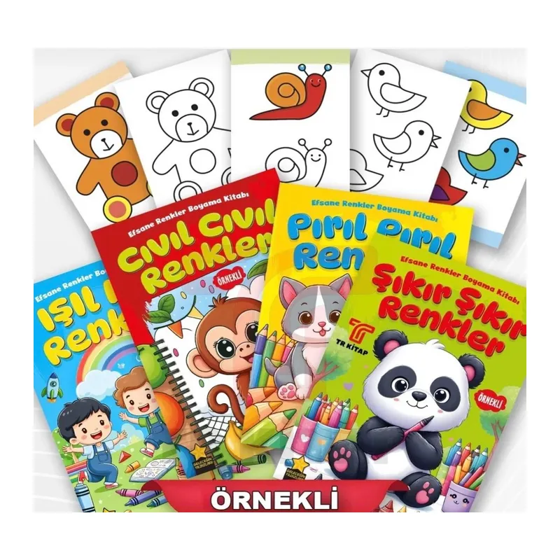 Efsane Renkler ÖRNEKLİ Boyama Kitabı 4 kitap Set