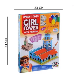 Kutulu Ahşap Kız Kulesi Boyama Seti